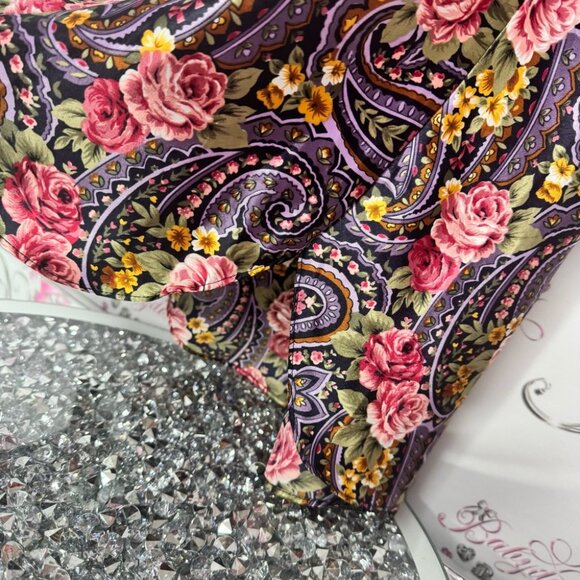 Sentiments dress paisley roses floral purple pink orange green boho nighty rare - Picture 8 of 9